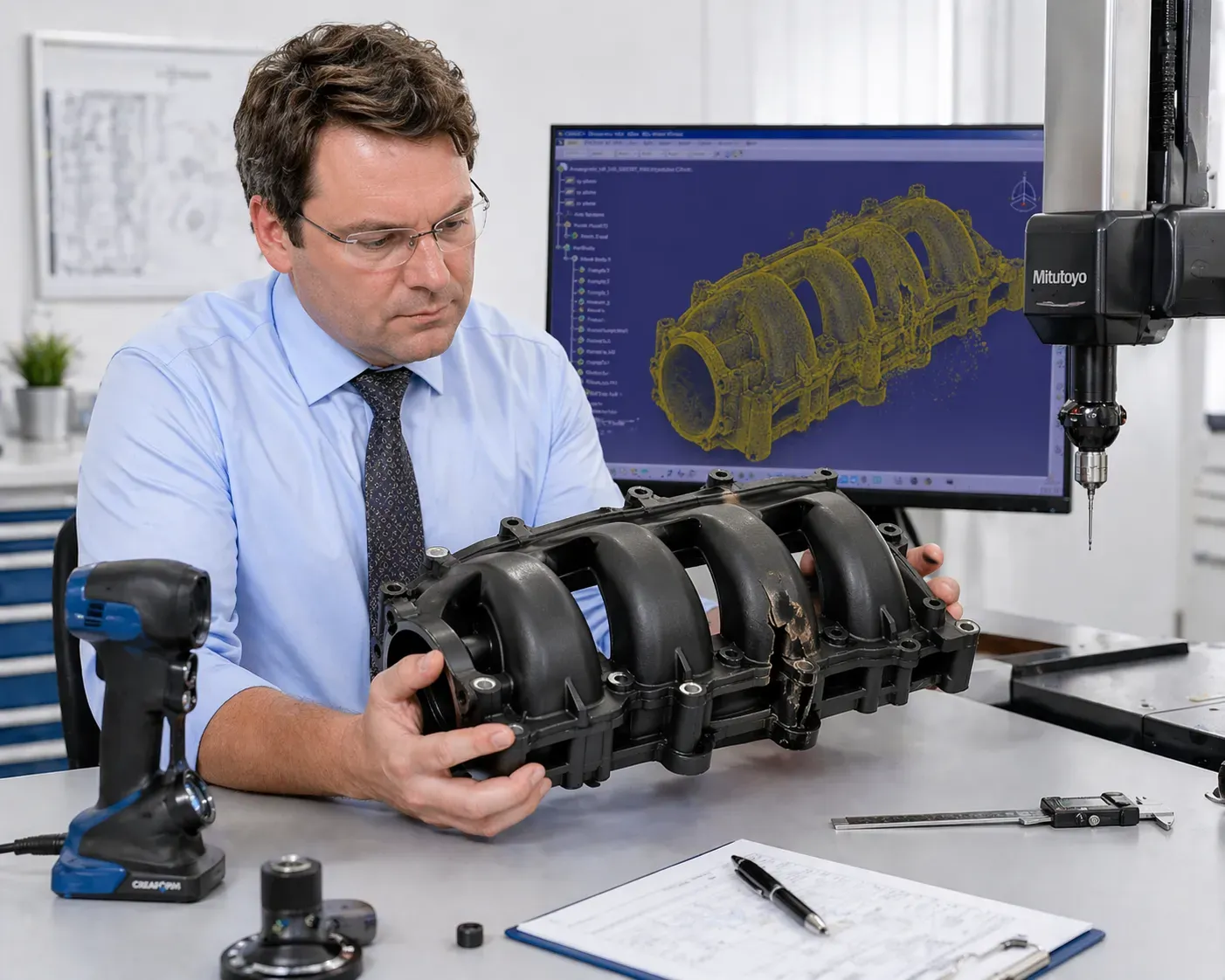 2. 3D-Scan/Digitalisierung des Bauteils und Analyse,
Begutachtung und Bewertung. Festlegung der Modellierungsstrategie.