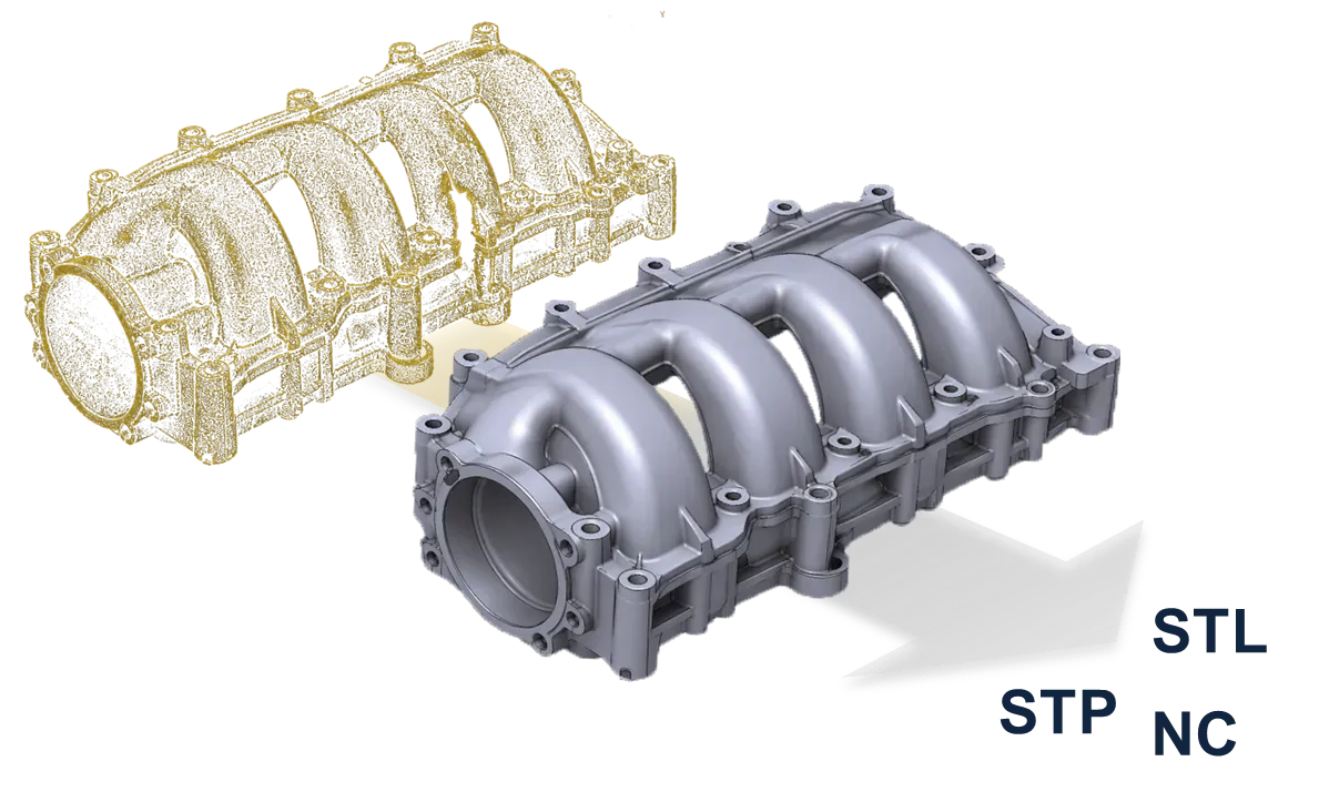 Flächenrückführung und optimierte CAD-Geometrie einer Komponente